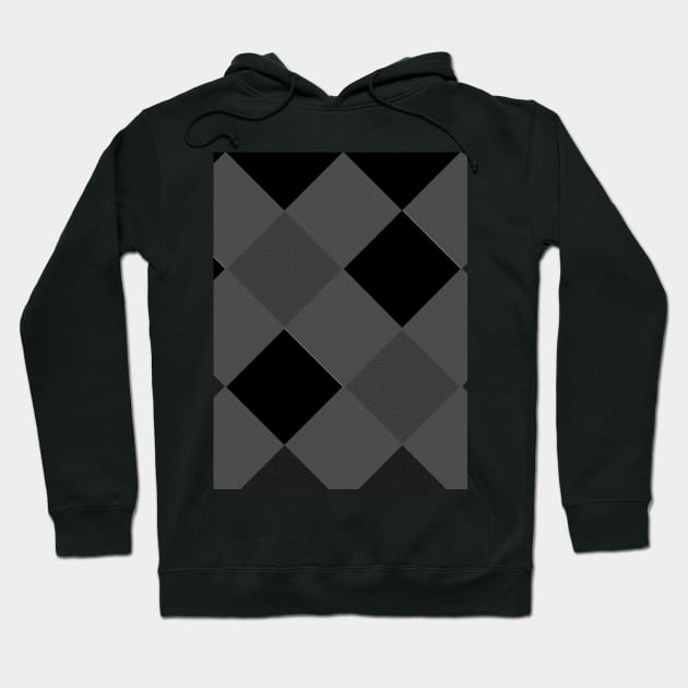 Black and grey checked textured pattern Hoodie by Spinkly